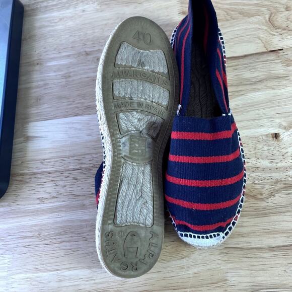 ALPARGATUS Shoes Flats Women's Size 40 10 Red Navy Blue Stripe Espadrilles - Picture 8 of 11